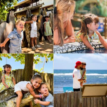 Zé Felipe leva filhos ao Projeto Tamar durante viagem à Bahia; veja fotos