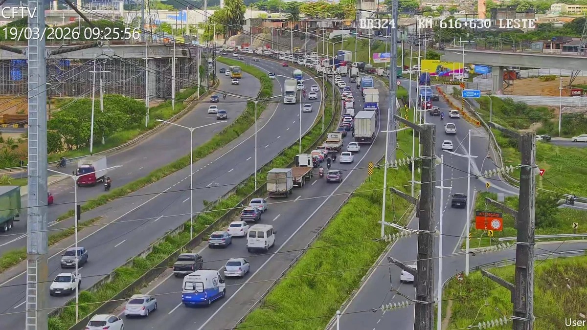 Manifestação dos caminhoneiros causa congestionamento na BR-324 nesta quinta