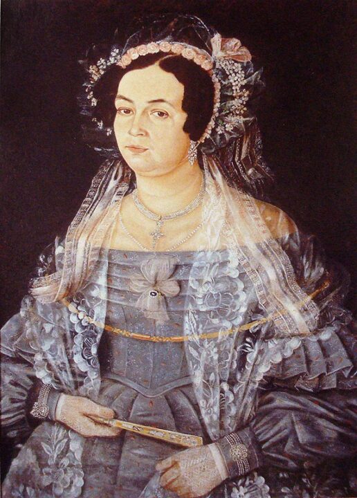 Retrato de uma dama da aristocracia baiana pintada por José Maria Cândido Ribeiro