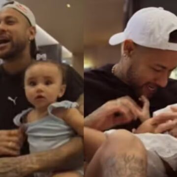 Neymar mostra chamego com as filhas Mel, Mavie e Helena ‘Sempre quis ser pai de menina’