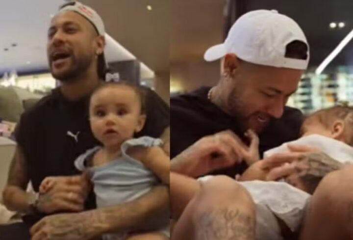 Neymar mostra chamego com as filhas Mel, Mavie e Helena ‘Sempre quis ser pai de menina’