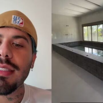Zé Felipe faz tour por nova mansão e revela: ‘Dentro do quarto vai ter piscina’