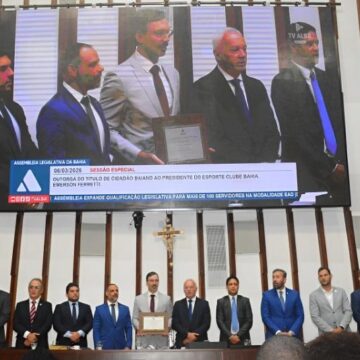 Presidente do Bahia, Emerson Ferretti recebe Título de Cidadão Baiano na ALBA