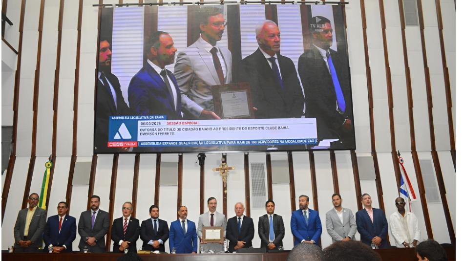 Presidente do Bahia, Emerson Ferretti recebe Título de Cidadão Baiano na ALBA