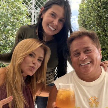 Leonardo e Poliana Rocha ganham visita especial da ex-nora Ana Castela