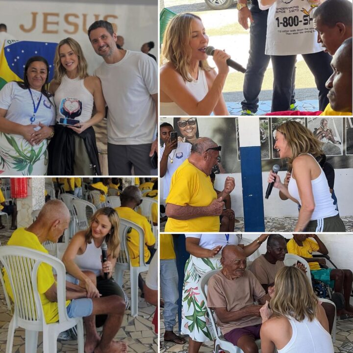 Claudia Leitte visita e canta para moradores de casa de apoio ‘Deus é Fiel’ em Salvador