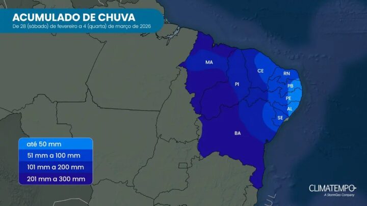Região Nordeste segue em alerta para chuva volumosa; Bahia registra áreas de perigo extremo