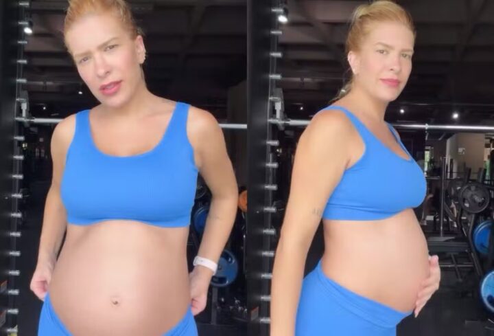 Grávida de 8 meses, Lore Improta se surpreende com tamanho da barriga: “Deu um pulo”