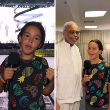 Aos 9 anos, neto de Gilberto Gil rouba a cena nos bastidores da turnê Tempo Rei
