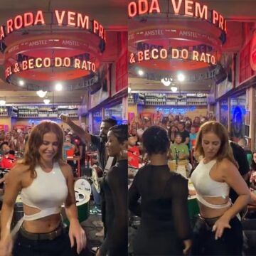 Paolla Oliveira e Erika Januza curtem roda de samba de Arlindinho no Rio