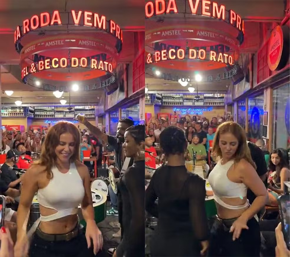 Paolla Oliveira e Erika Januza curtem roda de samba de Arlindinho no Rio