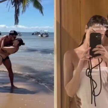 Sophia Abrahão celebra aniversário de Sérgio Malheiros durante viagem pela Bahia