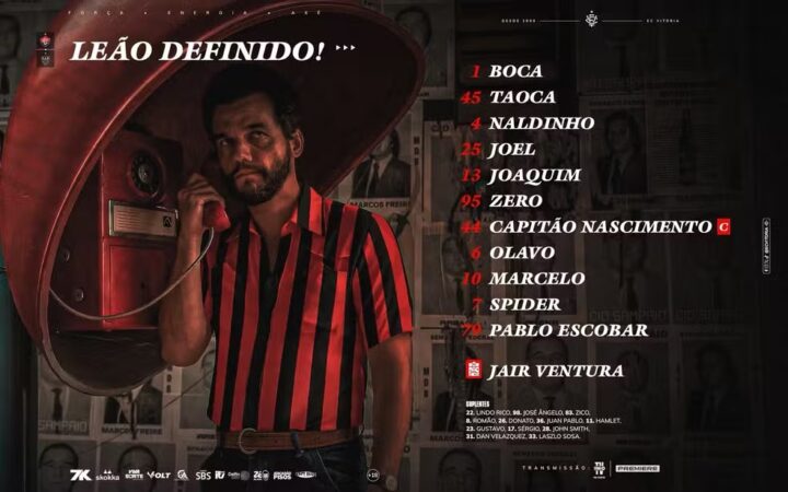 Capitão Nascimento, Boca, Pablo Escobar… Vitória homenageia Wagner Moura na véspera do Oscar 2026