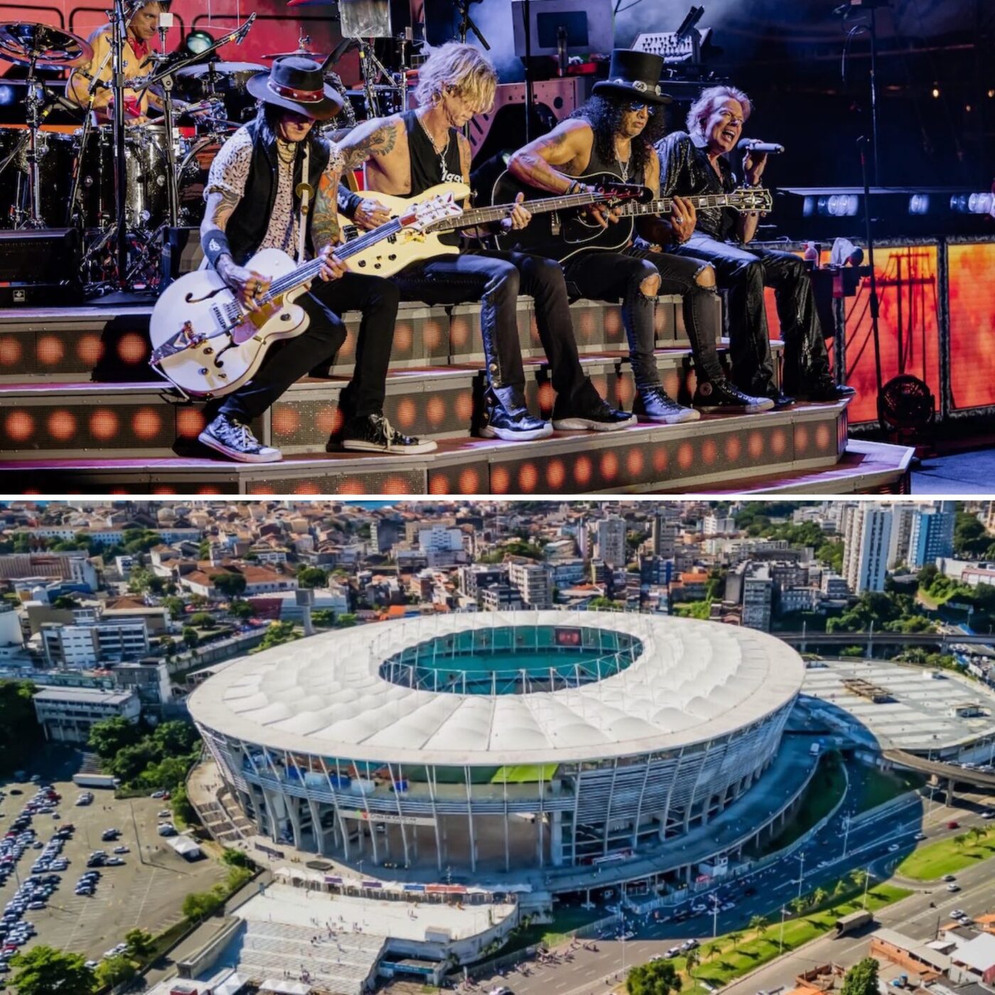 Megaestrutura para show do Guns N’ Roses mobiliza 3 mil profissionais e mais de 100 toneladas de equipamentos na Fonte Nova