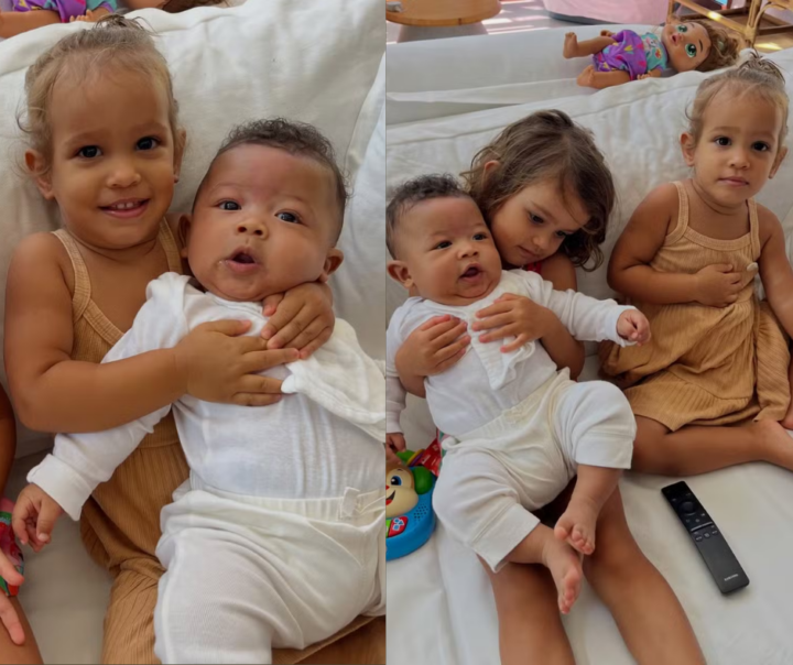 Filho de Carol Peixinho encanta ao brincar com primas na Bahia