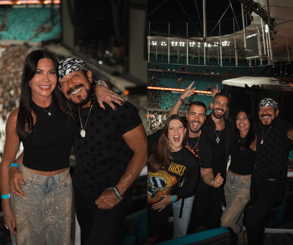 Bell Marques vai a show do Guns N’ Roses com esposa e filhos