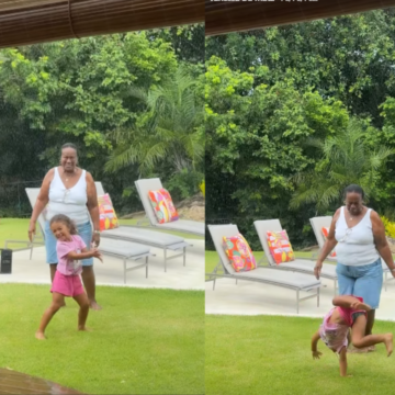 Lore Improta encanta ao mostrar filha Liz brincando na chuva