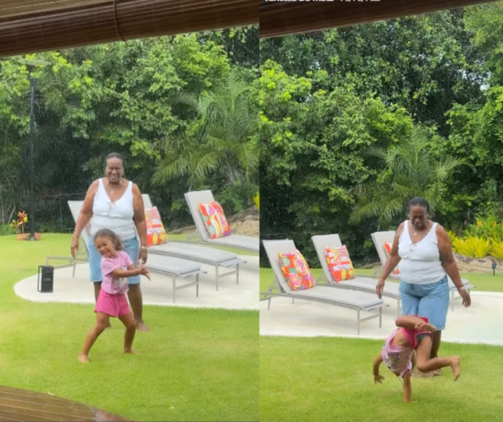 Lore Improta encanta ao mostrar filha Liz brincando na chuva