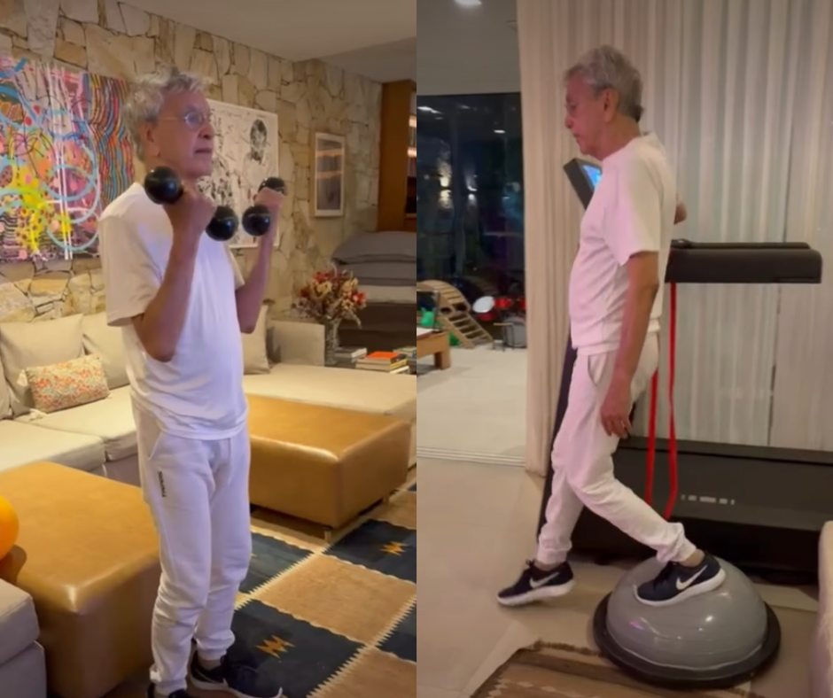 Caetano Veloso mostra treino e brinca antes de show de Zeca no Rio: ‘Sem descanso nesse feriado”