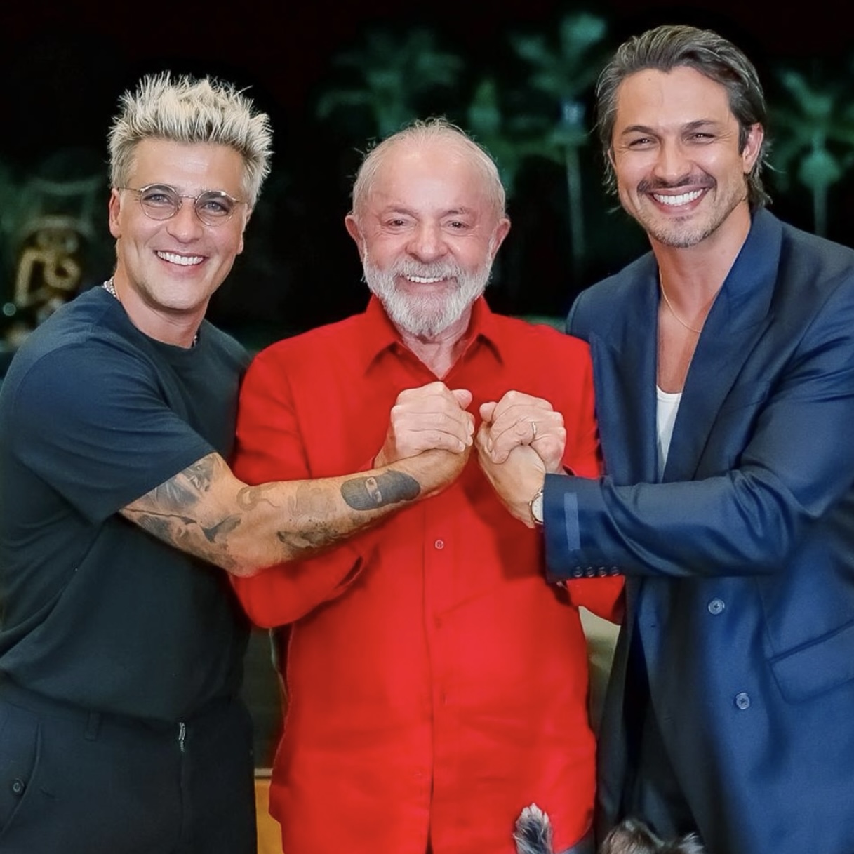 Lula recebe Bruno Gagliasso e Rômulo Estrela para exibição de filme sobre origem do SUS