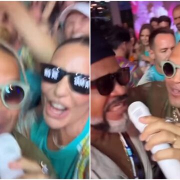Ivete Sangalo curte show da Timbalada coladinha com Brown e Buja; veja vídeo