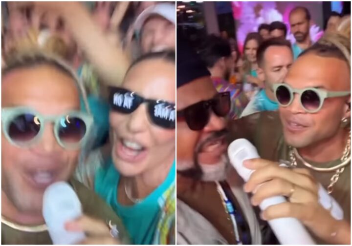 Ivete Sangalo curte show da Timbalada coladinha com Brown e Buja; veja vídeo
