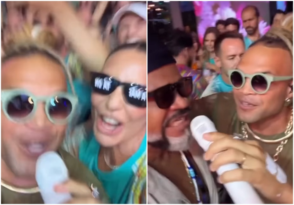 Ivete Sangalo curte show da Timbalada coladinha com Brown e Buja; veja vídeo