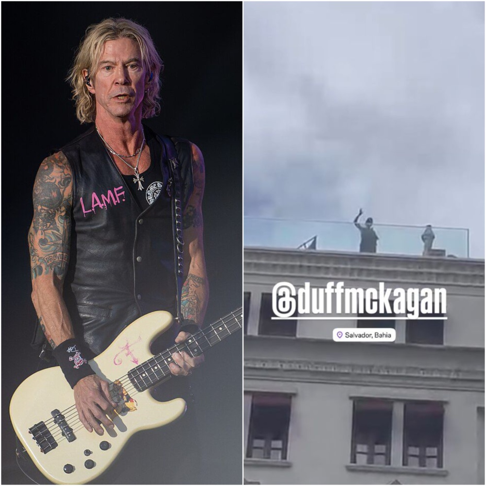 Baixista do Guns N’ Roses aparece no rooftop do Fasano e acena para fãs em Salvador