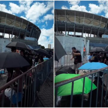 Fãs de Guns N’ Roses formam fila na Arena Fonte Nova horas antes da abertura dos portões