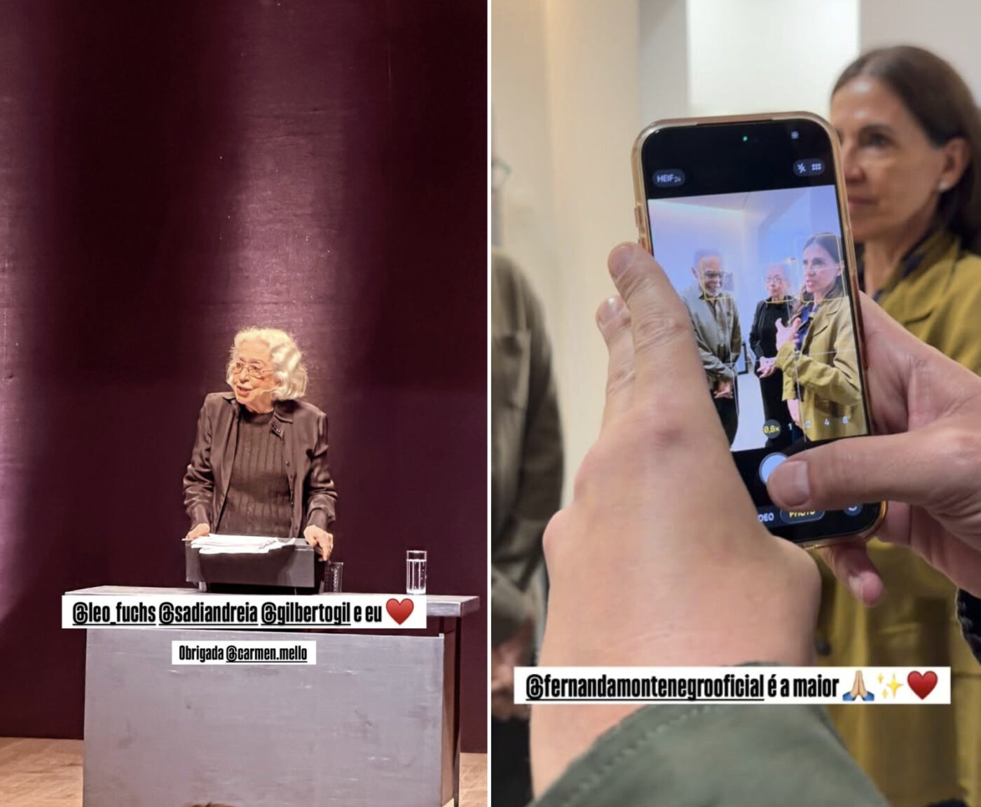 Gilberto e Flora Gil prestigiam espetáculo de Fernanda Montenegro: ‘A maior de todas’