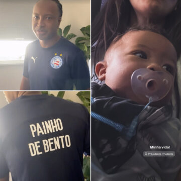 Thiaguinho usa camisa personalizada do Bahia: “Painho do Bento”