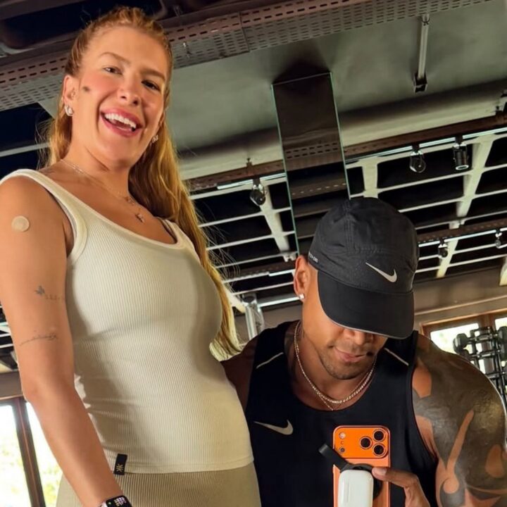Casal fitness: Léo Santana e Lore Improta treinam juntos ao som de ‘Academia’
