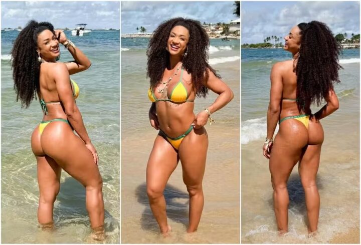 Ex-BBB Aline Patriarca descarrega o celular 3 vezes em busca de ‘foto perfeita’ em Morro de SP