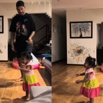 Jogador Yuri Lima se diverte ao dançar com Nala, sua filha com IZA