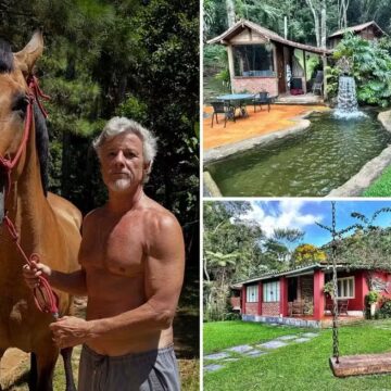 Solteiro, Marcello Novaes mostra sítio onde vive isolado