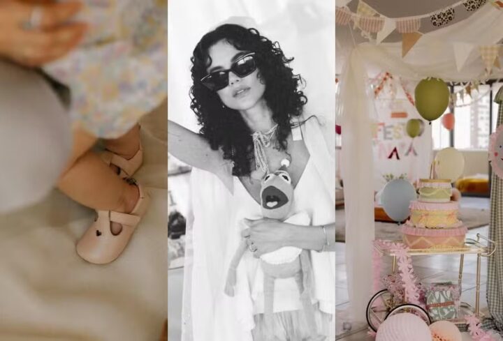 Discreta, Manu Gavassi abre álbum raro do aniversário da filha Nara