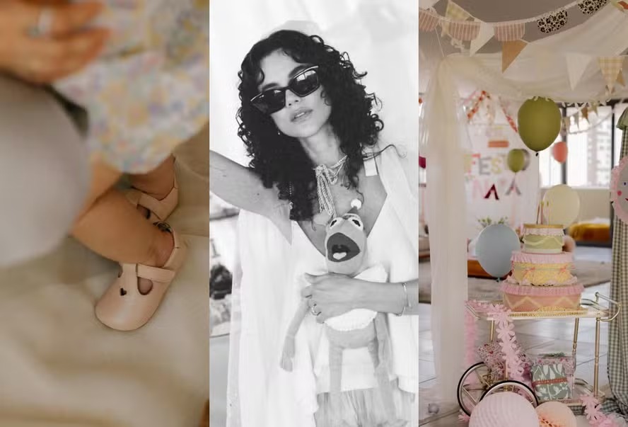 Discreta, Manu Gavassi abre álbum raro do aniversário da filha Nara