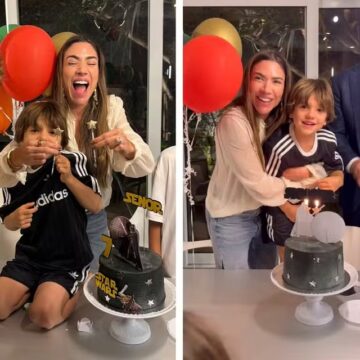 Filho de Rebeca Abravanel e Alexandre Pato rouba a cena na festa do primo, caçula de Patrícia