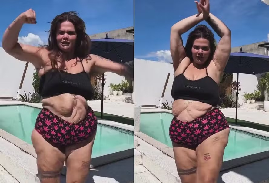 Thais Carla dança de top e shortinho após perder quase 100kg; confira