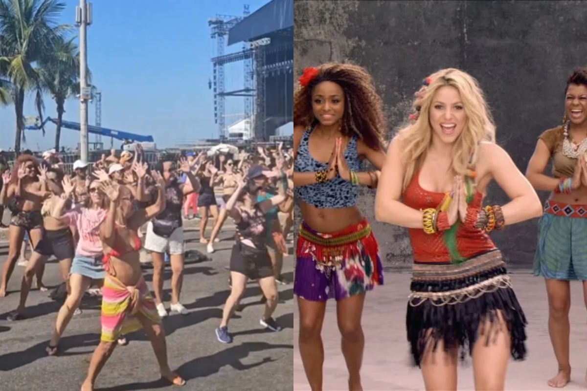 Fãs de Shakira fazem aula de dança na praia de Copacabana antes de show histórico