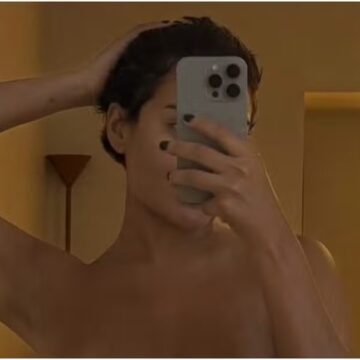 De biquíni, Bella Campos celebra resultado de massagem modeladora