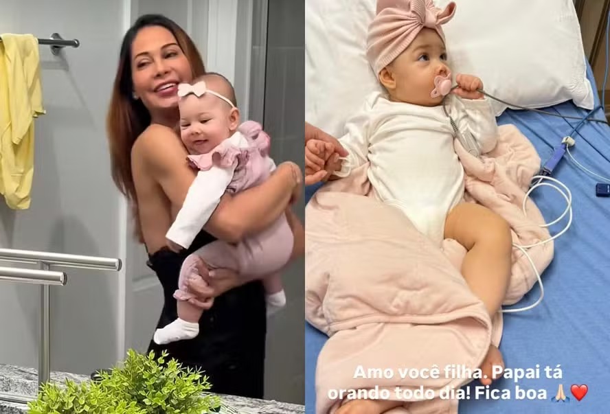 Thiago Nigro mostra filha Eloah com Maíra Cardi internada nos EUA: ‘Papai tá orando’