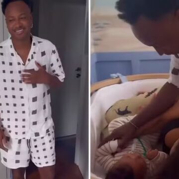 Carol Peixinho surpreende Thiaguinho após entrar no berço do filho: ‘Vantagem de ter 1,57m’