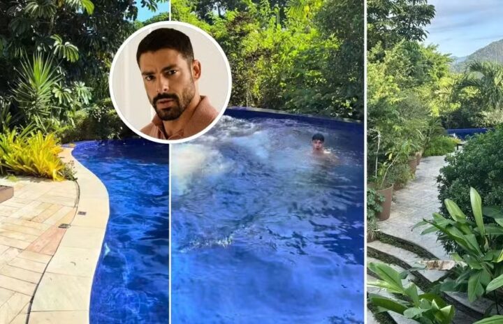 Cauã Reymond mostra piscina de sua mansão em meio à natureza