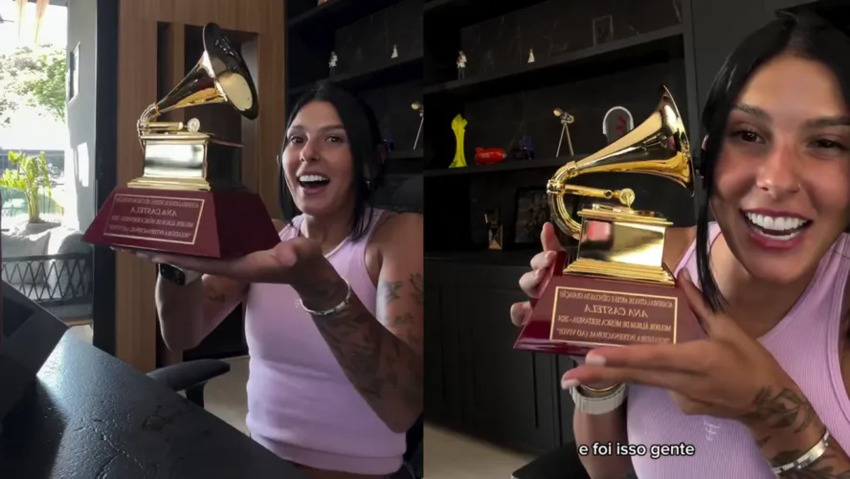 Ana Castela celebra ao receber Grammy Latino dois anos após vencer o prêmio