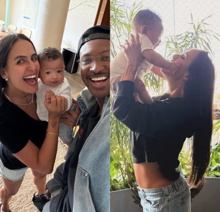 Carol Peixinho se emociona ao reencontrar filho após retomar rotina de trabalho