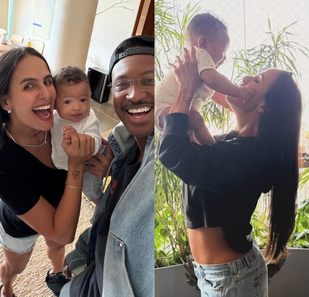 Carol Peixinho se emociona ao reencontrar filho após retomar rotina de trabalho