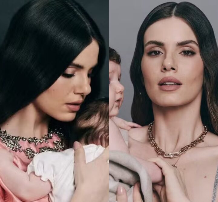 Camila Queiroz mostra rosto da filha pela 1ª vez e encanta fãs: “A cara do pai”
