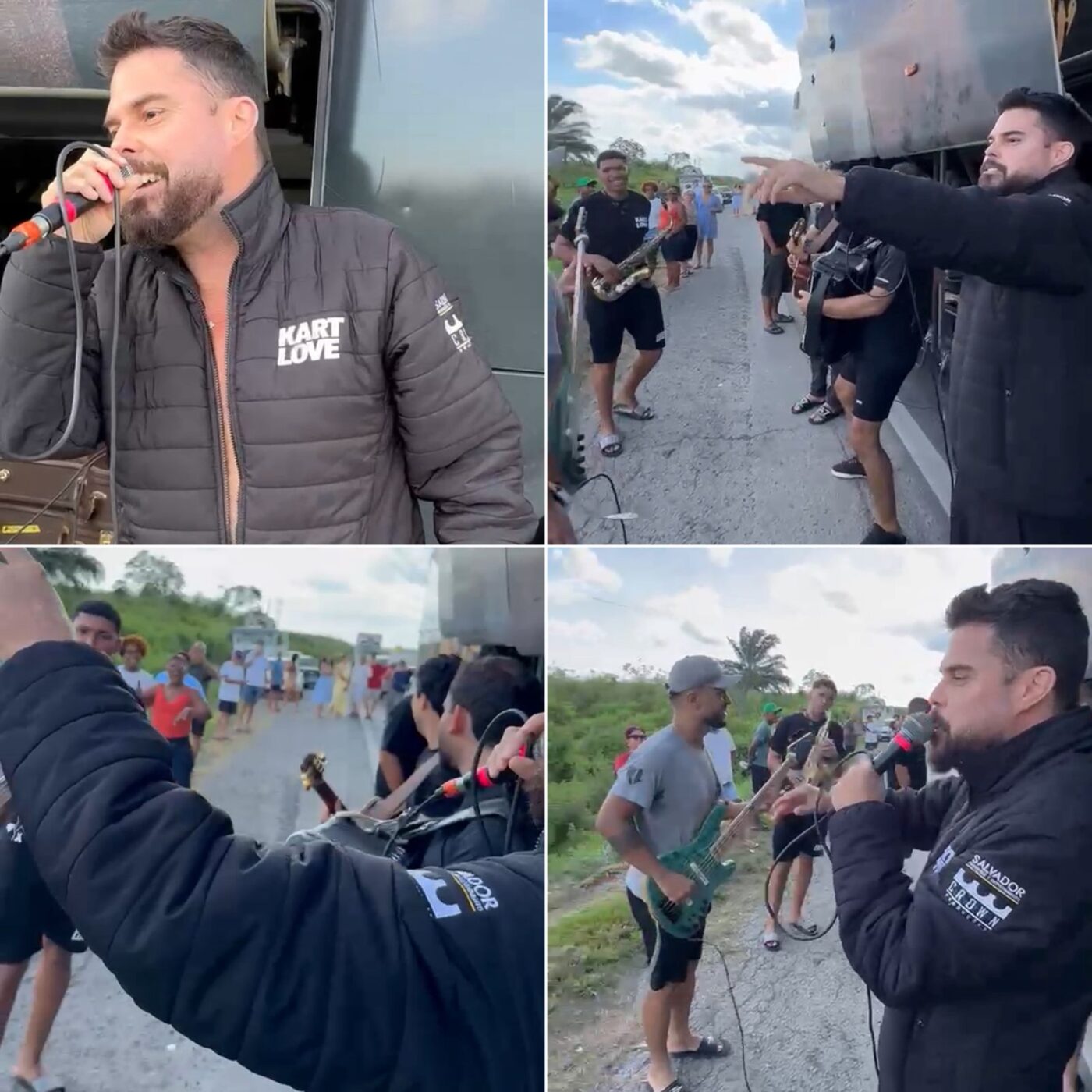 Cantor baiano viraliza ao improvisar show em engarrafamento na BR-324