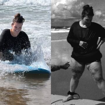 Thais Carla faz aula de surfe após perder 90kg; veja
